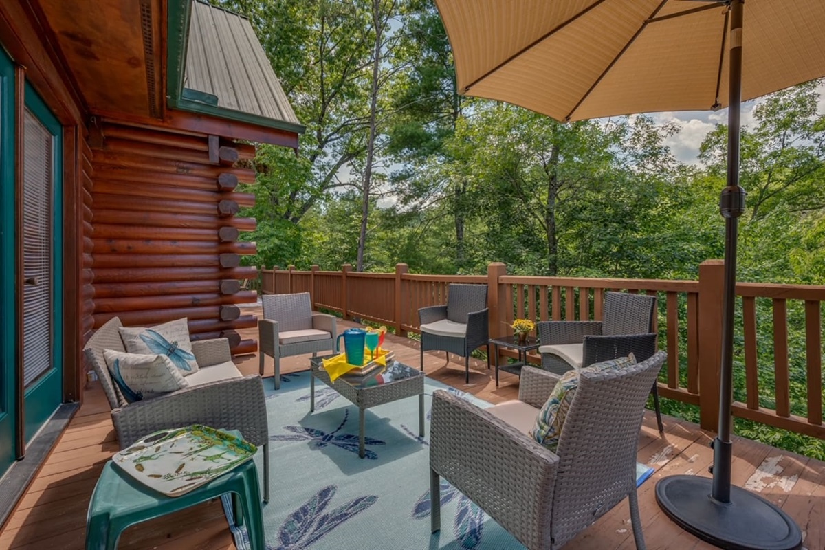 Outdoor seating on main level deck
