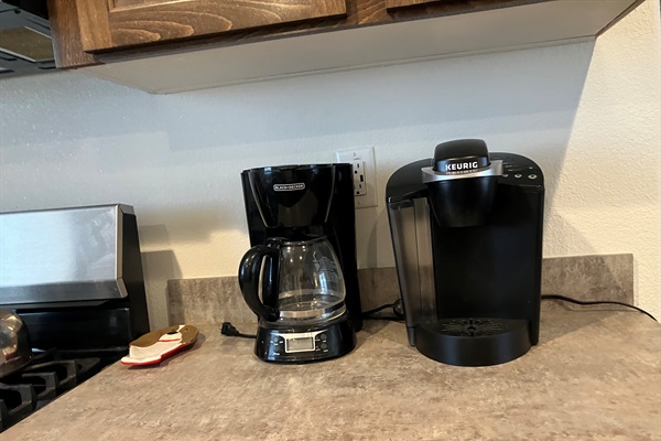 Different coffee methods -- we also have a french press