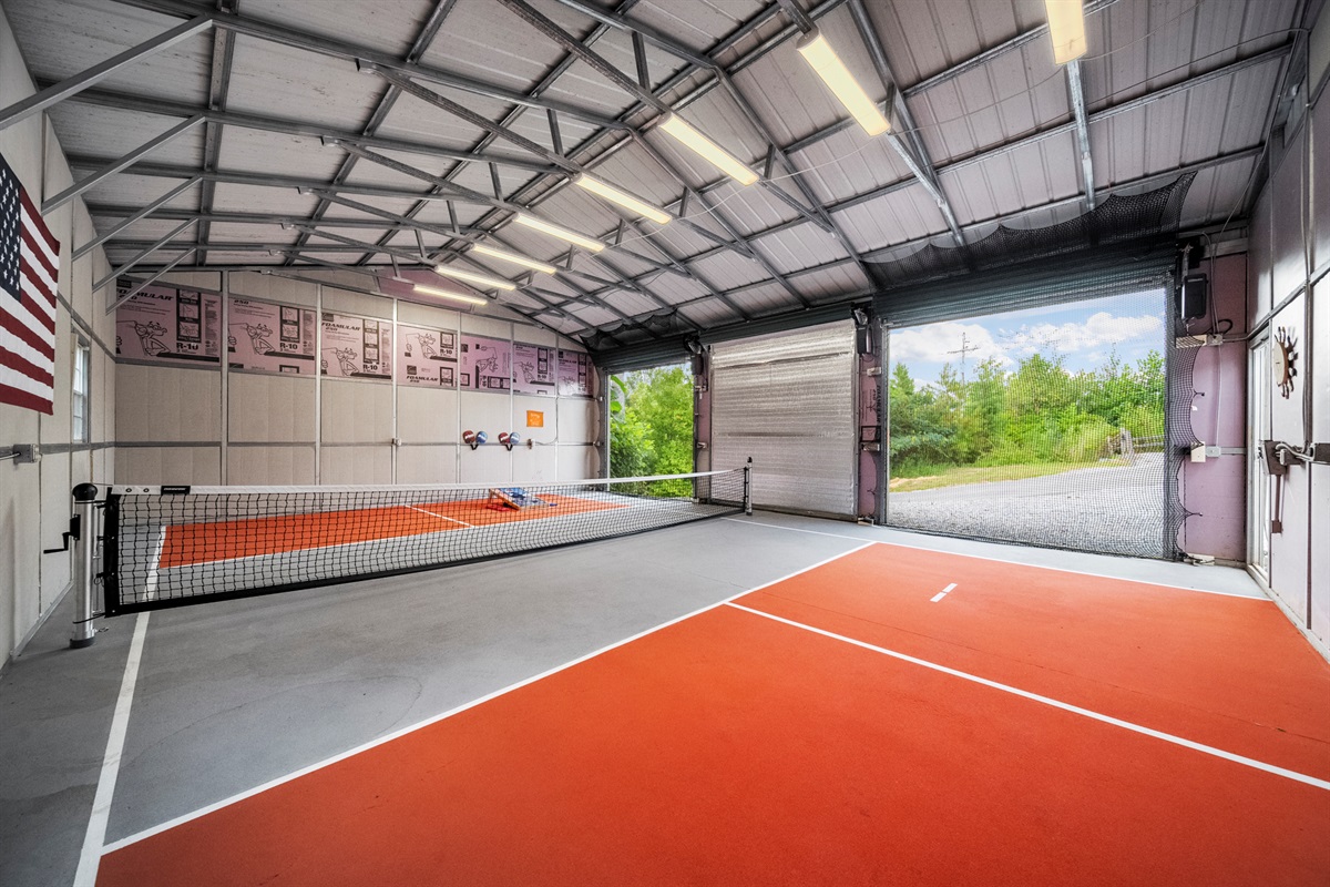 Open the 2 end garage doors and let the fun begin. Pickle ball, corn hole or just hanging out, this garage enhances your enjoyment. Send the troops out play while you go in the hot tub for some peace and quiet.