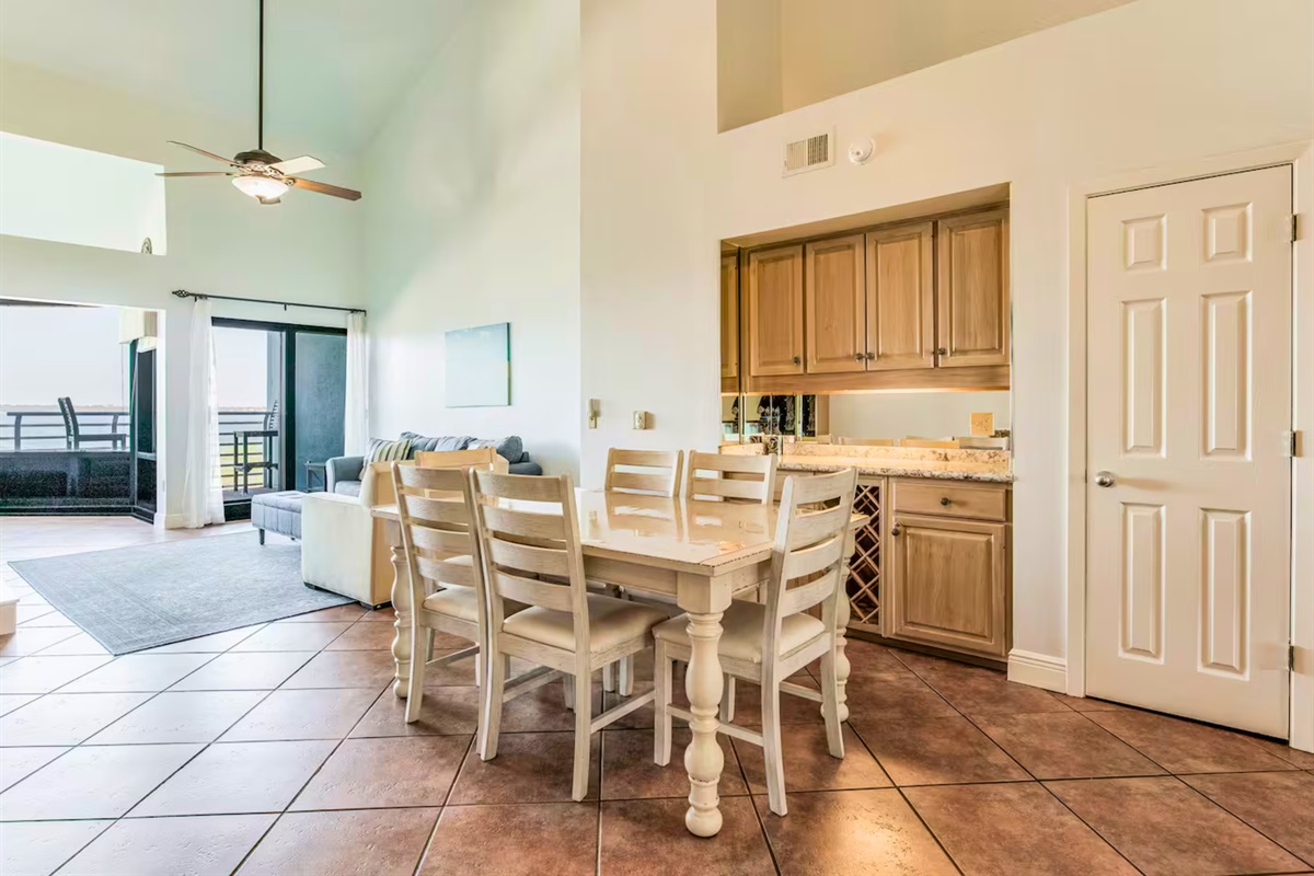 The open dining and kitchen layout keeps the space feeling connected and easygoing.