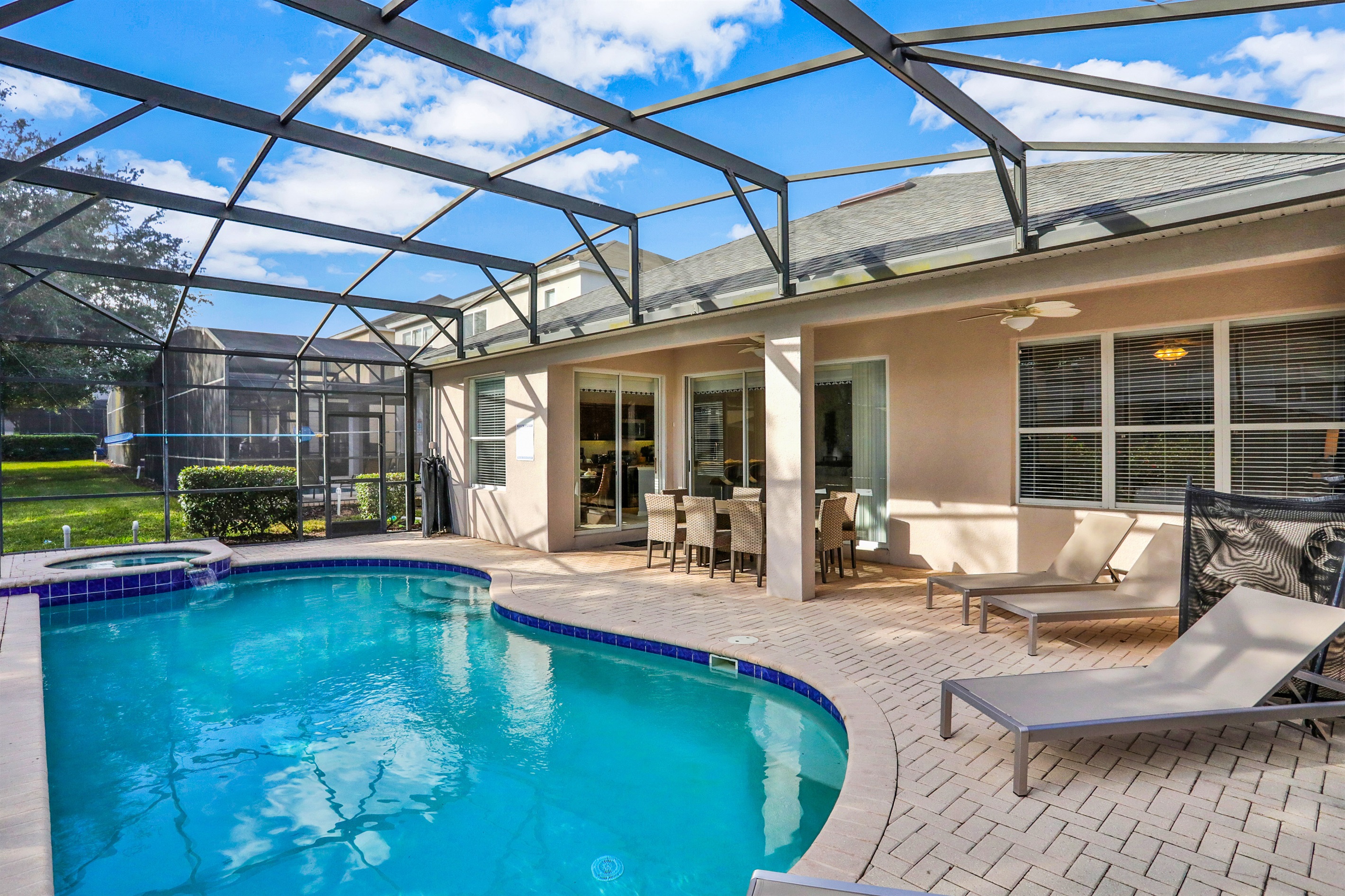 South facing heated pool and spa