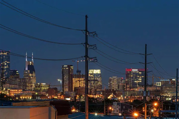 Lovely evening views of downtown Nashville from our private balcony