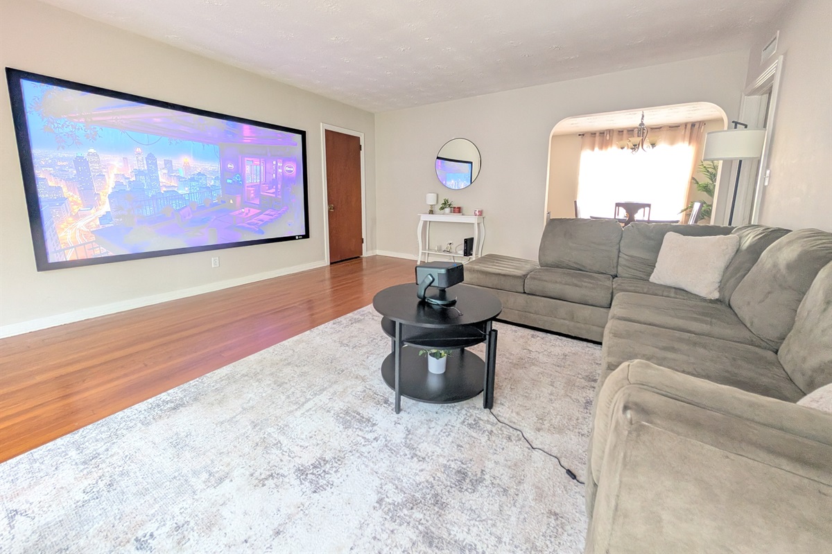 Projector in action in the living room