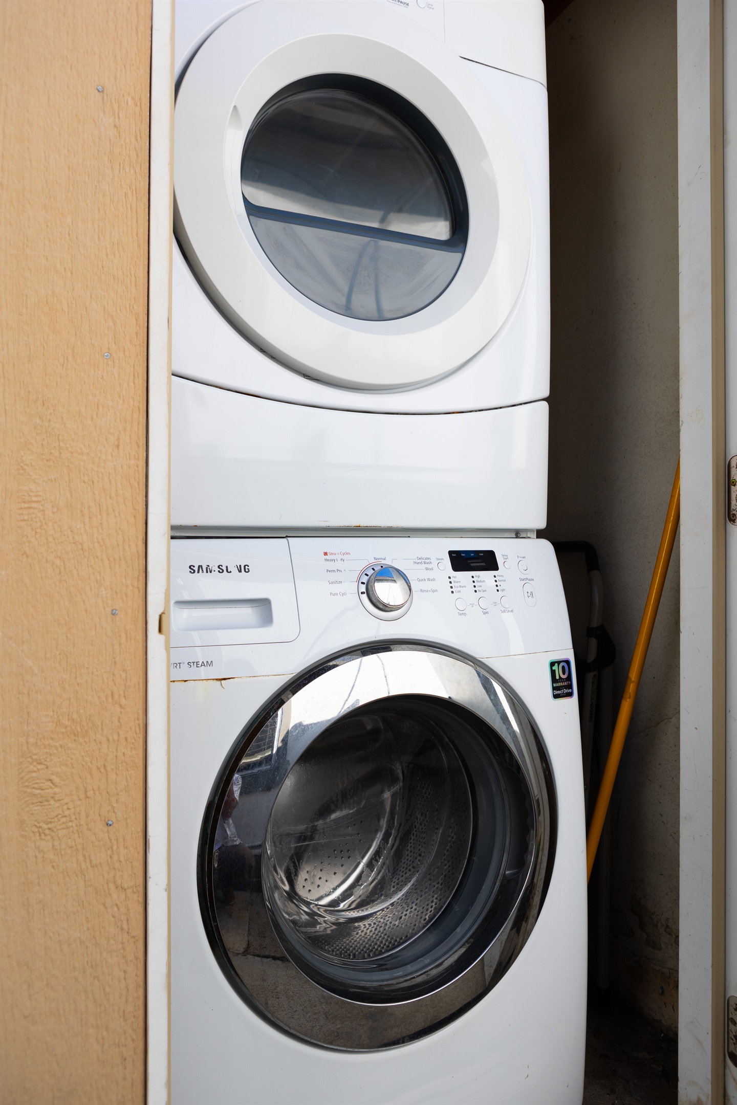 The Washer  Dryer is in an outside closet that is only for your use.