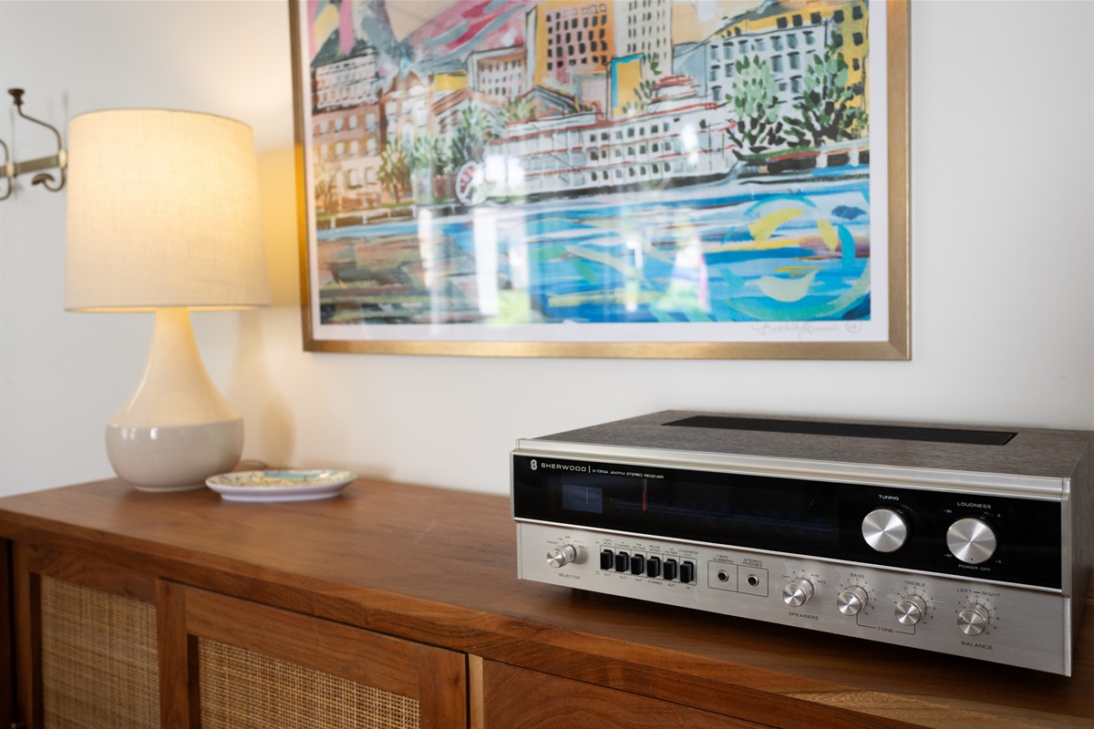 The vintage-style player adds a nostalgic vibe to your mornings or wine-filled evenings.
