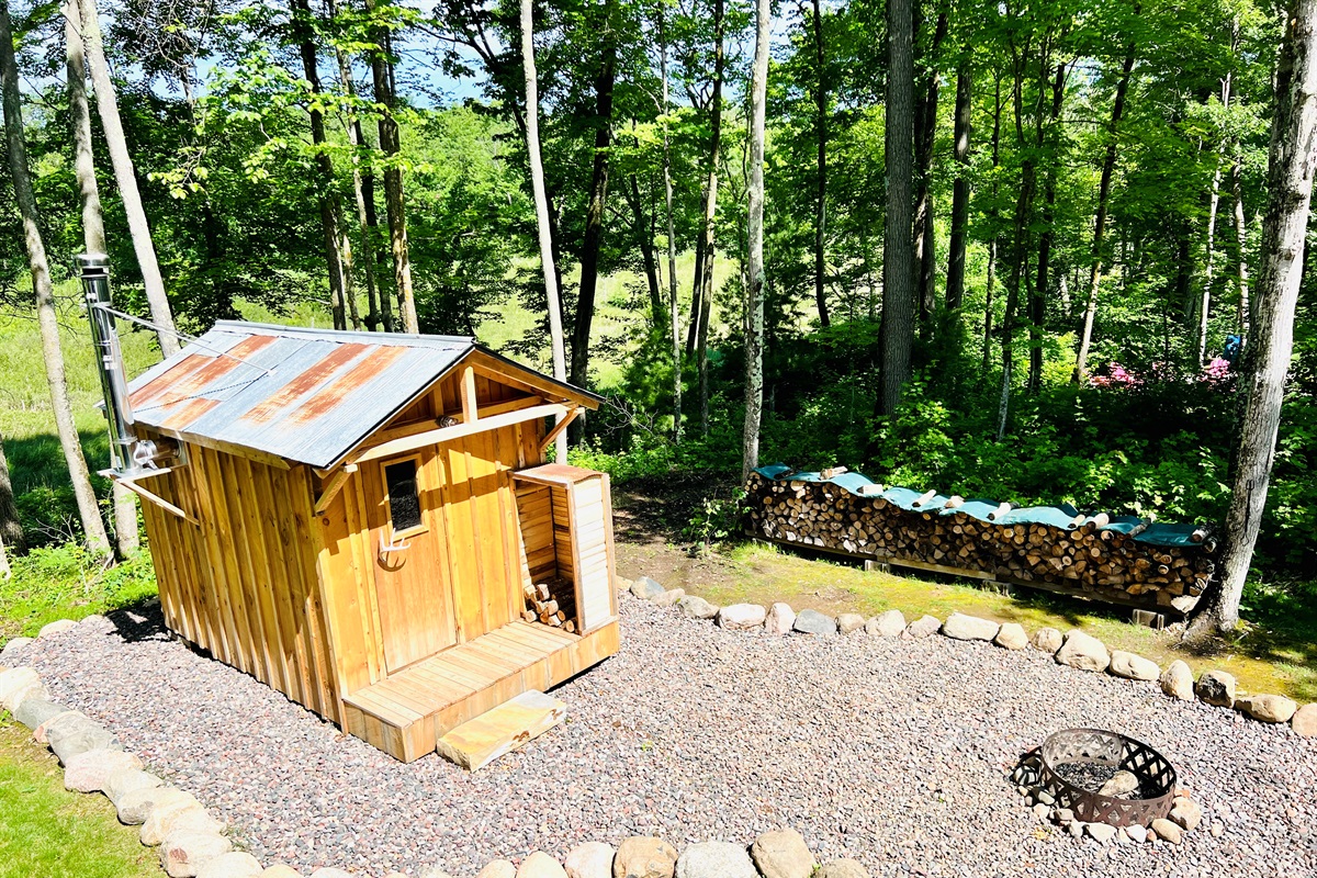 Sauna and fire pit area