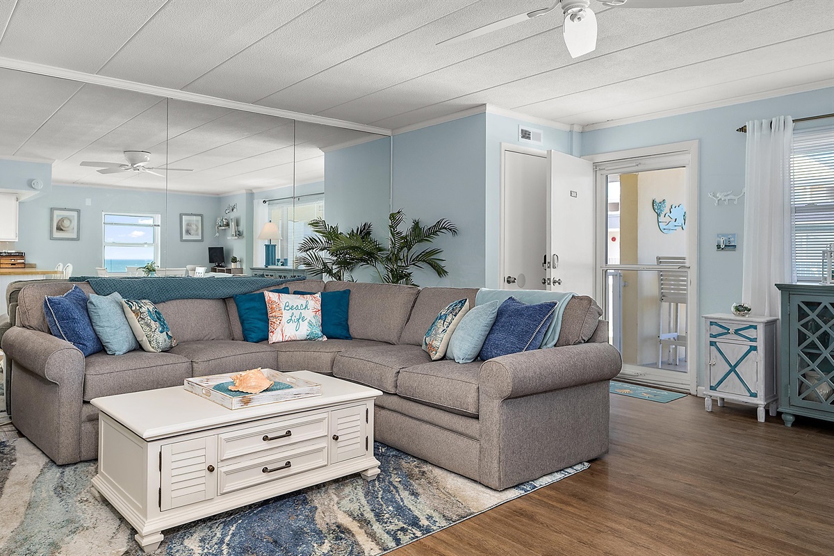 Large comfortable sofa with room for 6