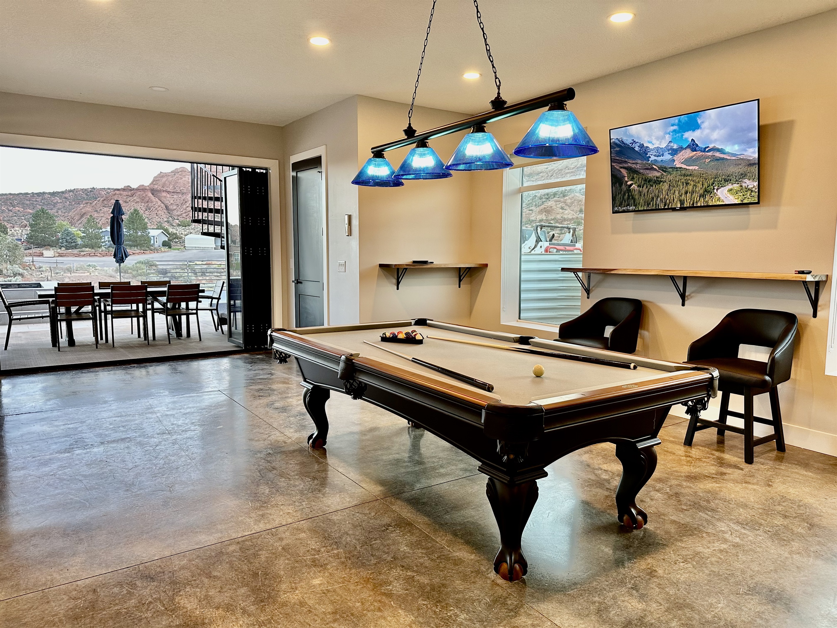 Game room off pool deck