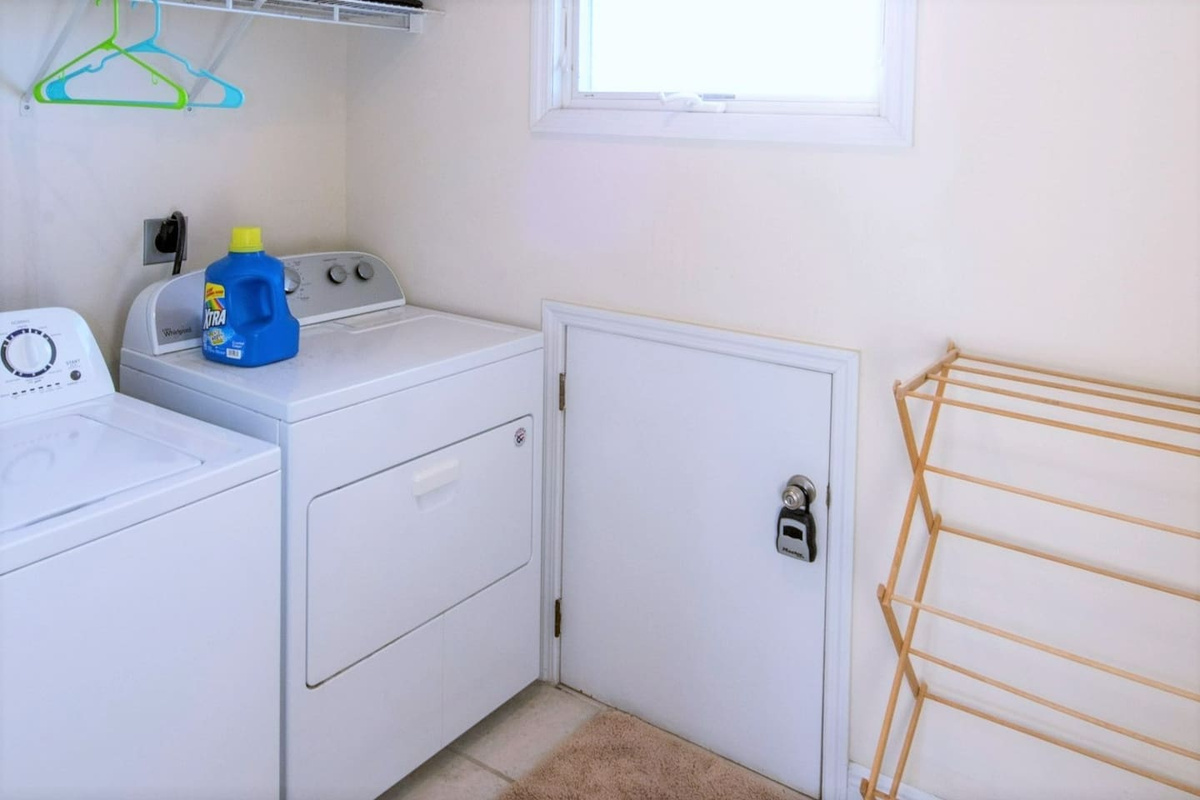 Run the laundry mid-trip and pack light &mdash; the full laundry room keeps your bags lighter and your trip longer.