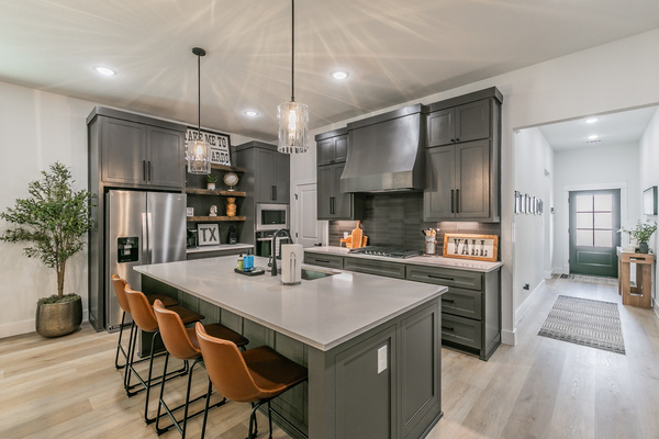 Updated, modern kitchen with large island