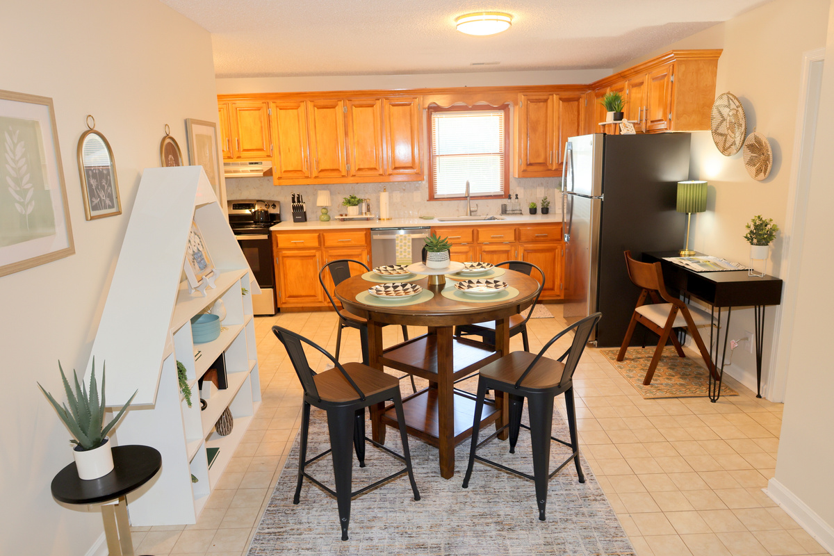 Fully equipped kitchen with dining space for meals at home