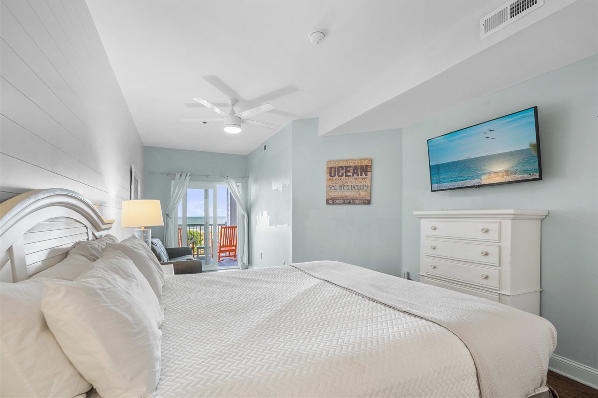Bedroom 1: Primary King Suite | Sand Dollar | 102 Oceanview | 1116 Ocean Blvd, Isle of Palms, SC | IOP Escapes