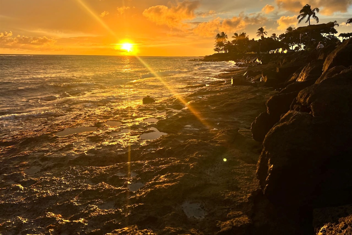 View from Lawai Beach, right across from the Penthouse. Famous for snorkeling and surf breaks.