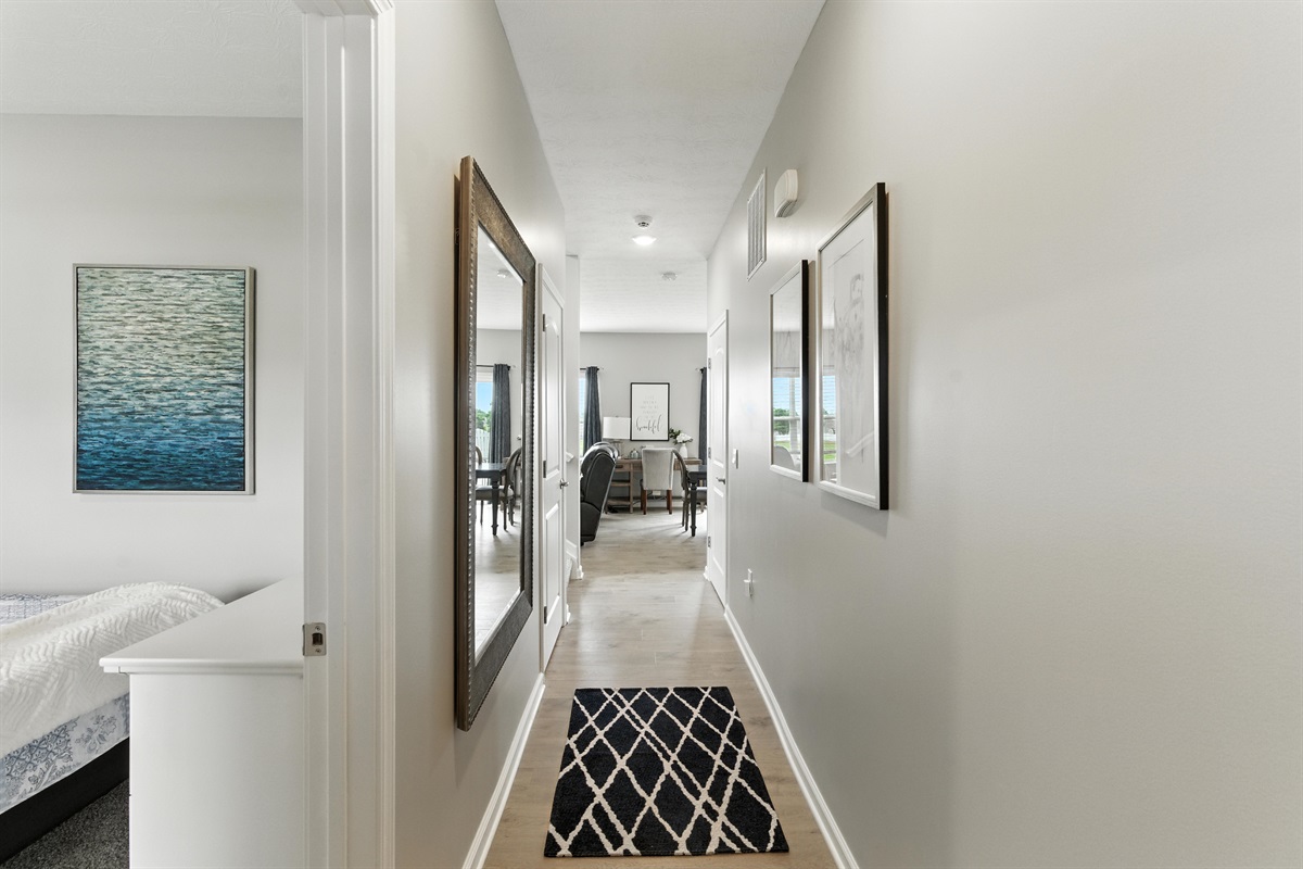 Spacious hallway enhances the open feel
