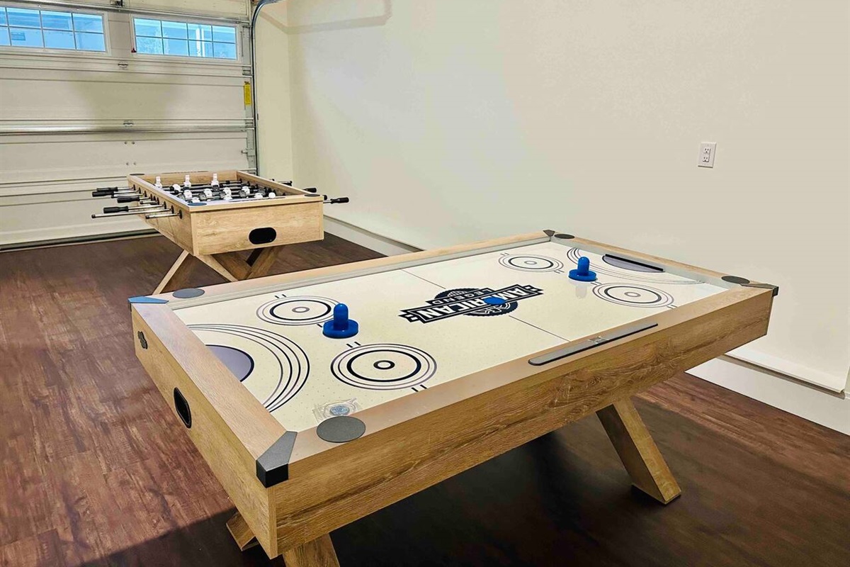 Air hockey and foosball for kids or big kids