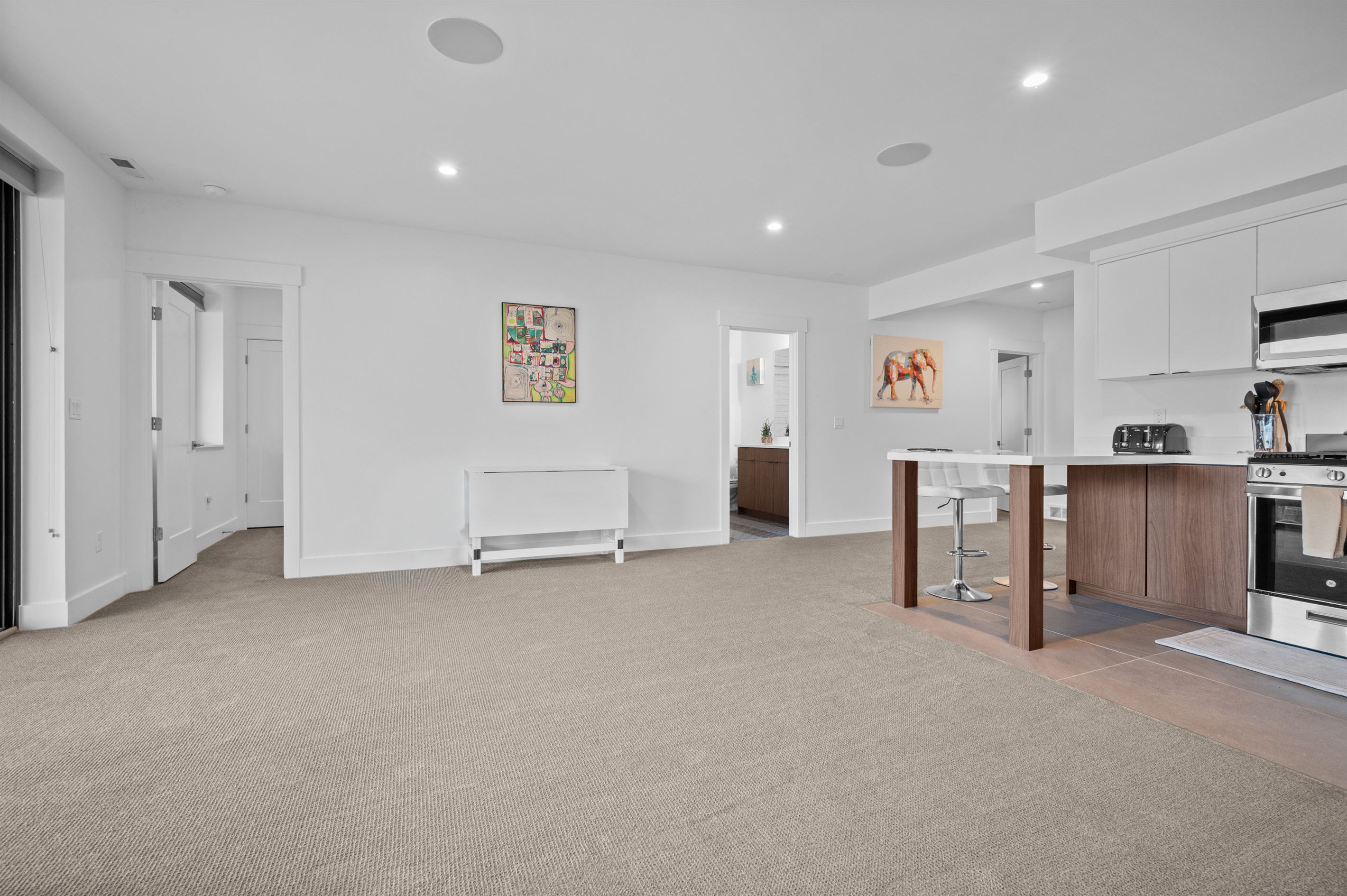 This spacious second living area offers plenty of room for game nights.