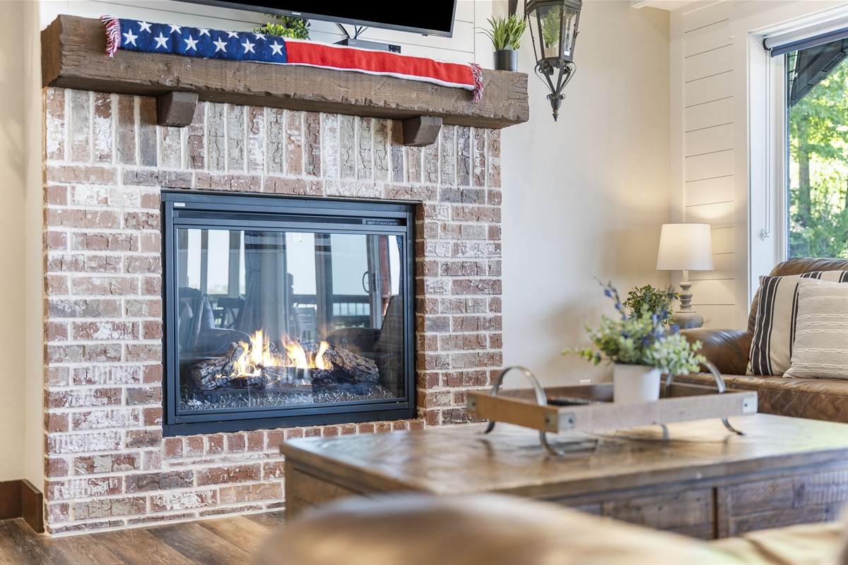 Cozy up by the electric fireplace