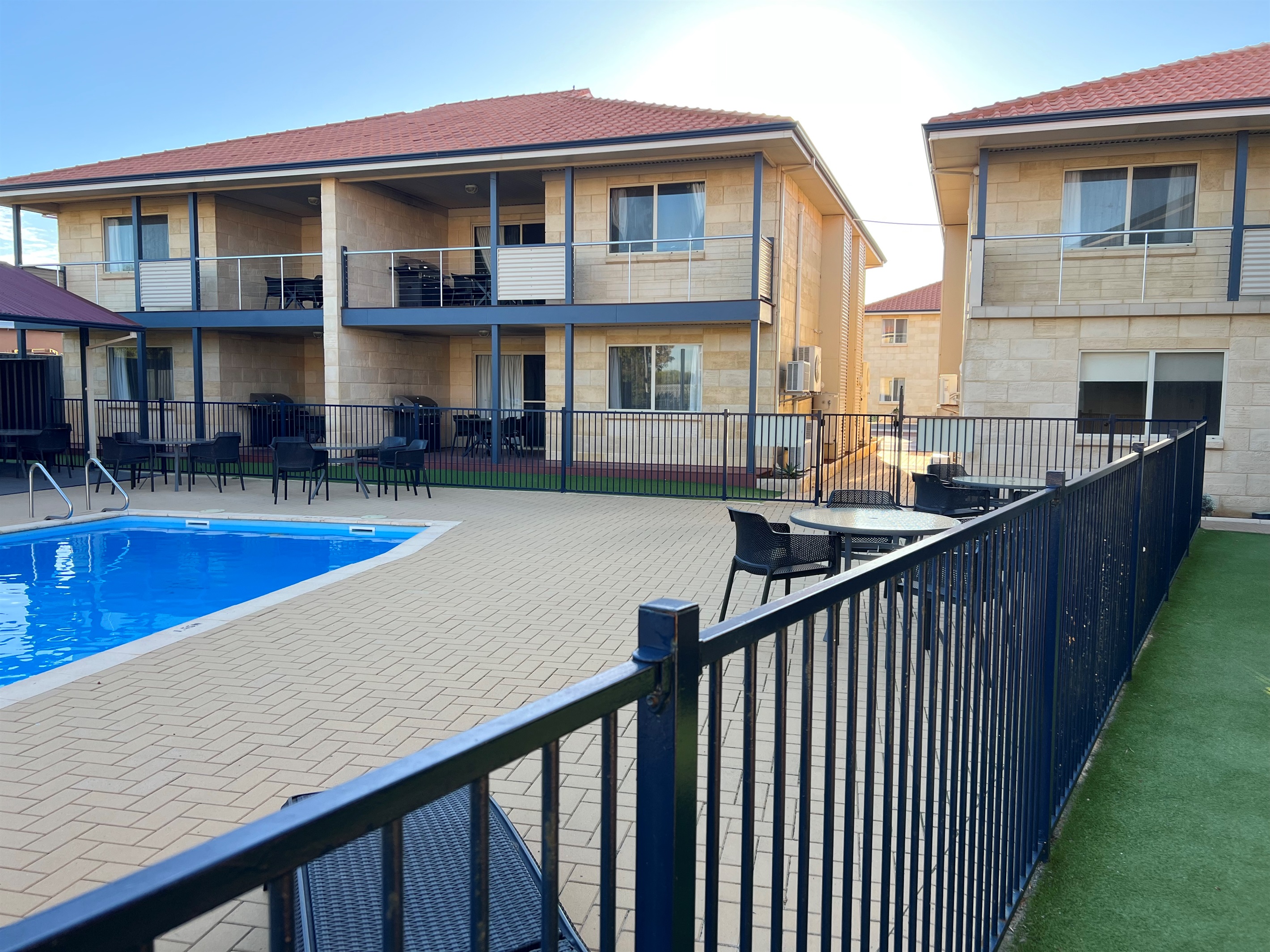 Common swimming pool also shows pathway to our units
