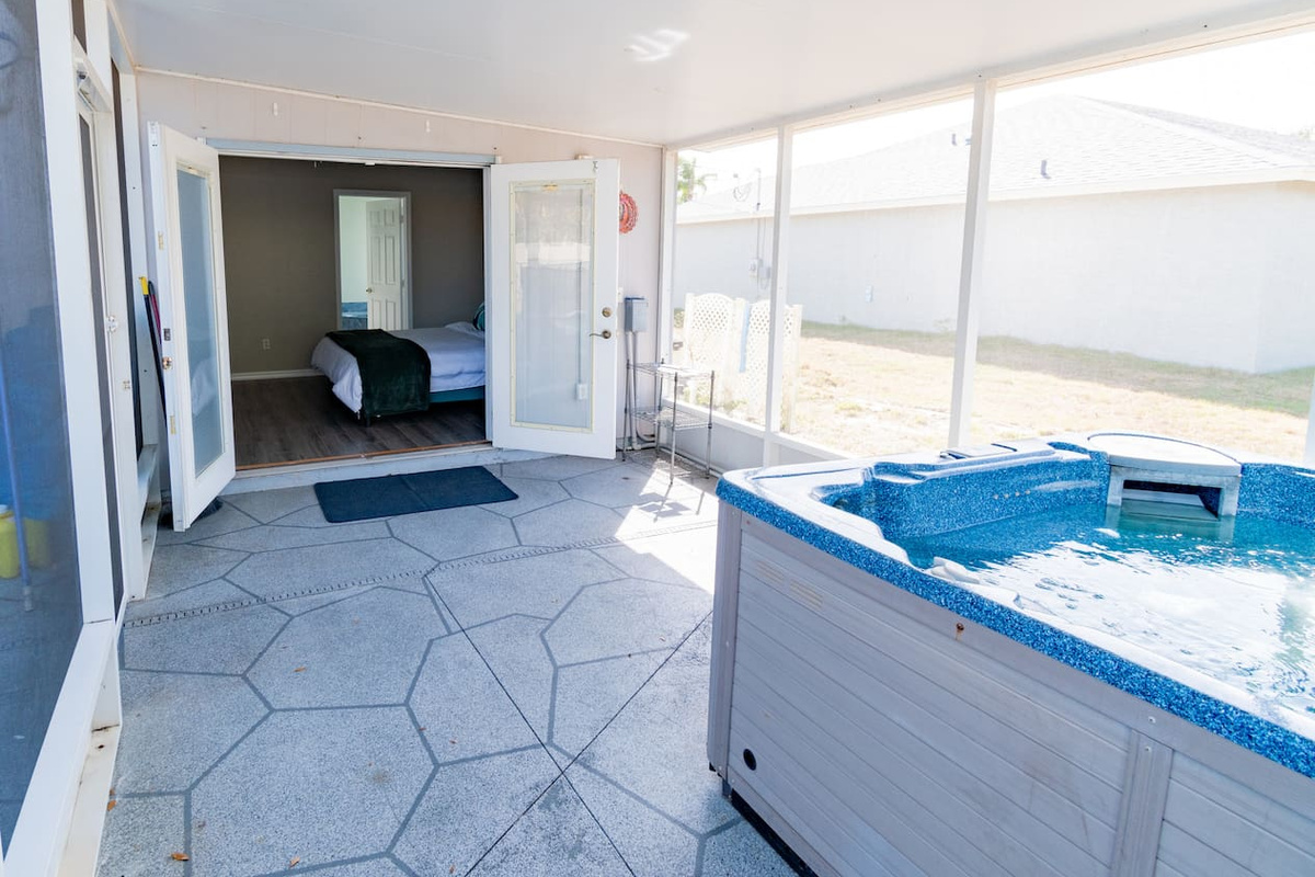 View from Hot Tub Porch into Primary Bedroom