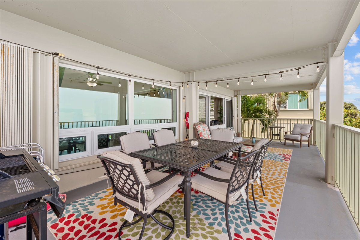 outdoor dining and lounge seating to relax