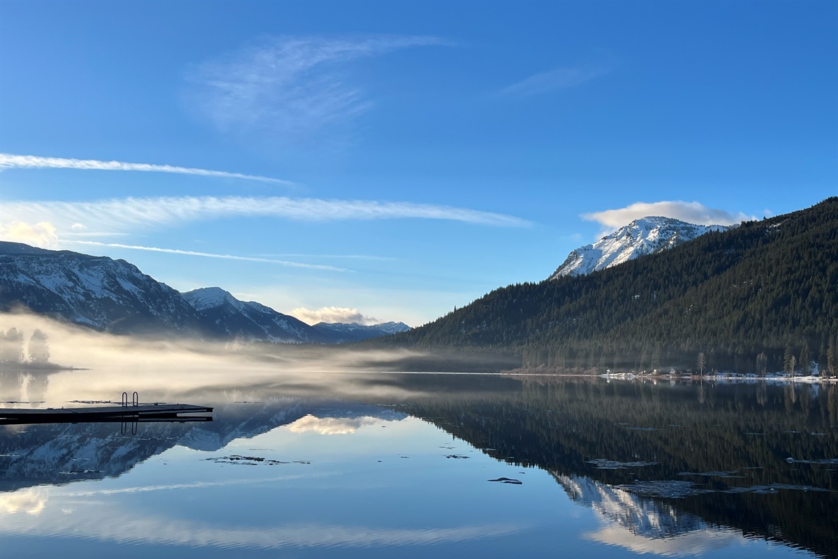Glassy Lake in Winter. Most years the lake is frozen over by January.