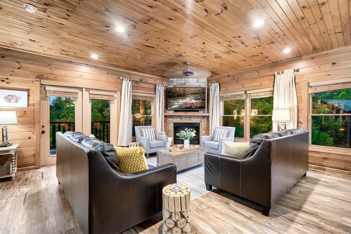 Main living room. Don't miss the games stored inside the coffee table!