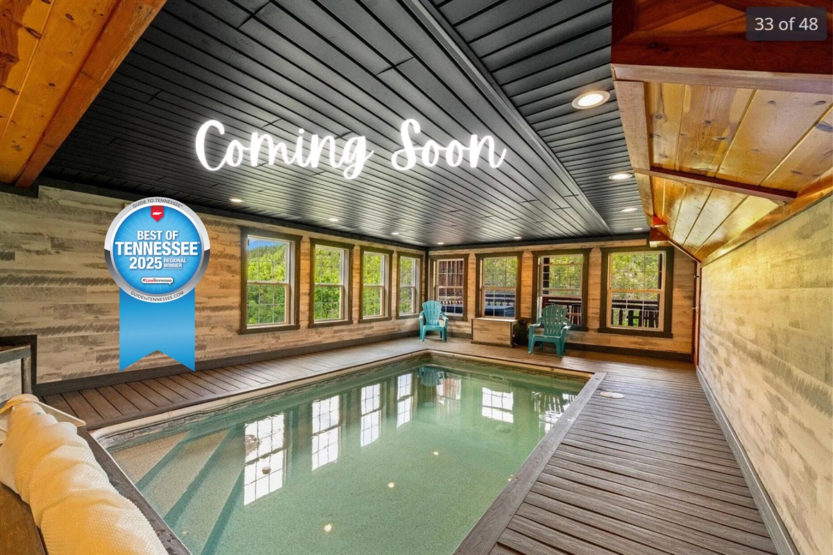 We can't wait to welcome you to The Only TennISee Mountain Retreat. One of a kind cabin with an indoor pool for the perfect Smoky Mountain escape!