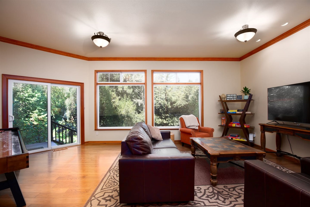 Downstairs fun awaits: Check out our game room!