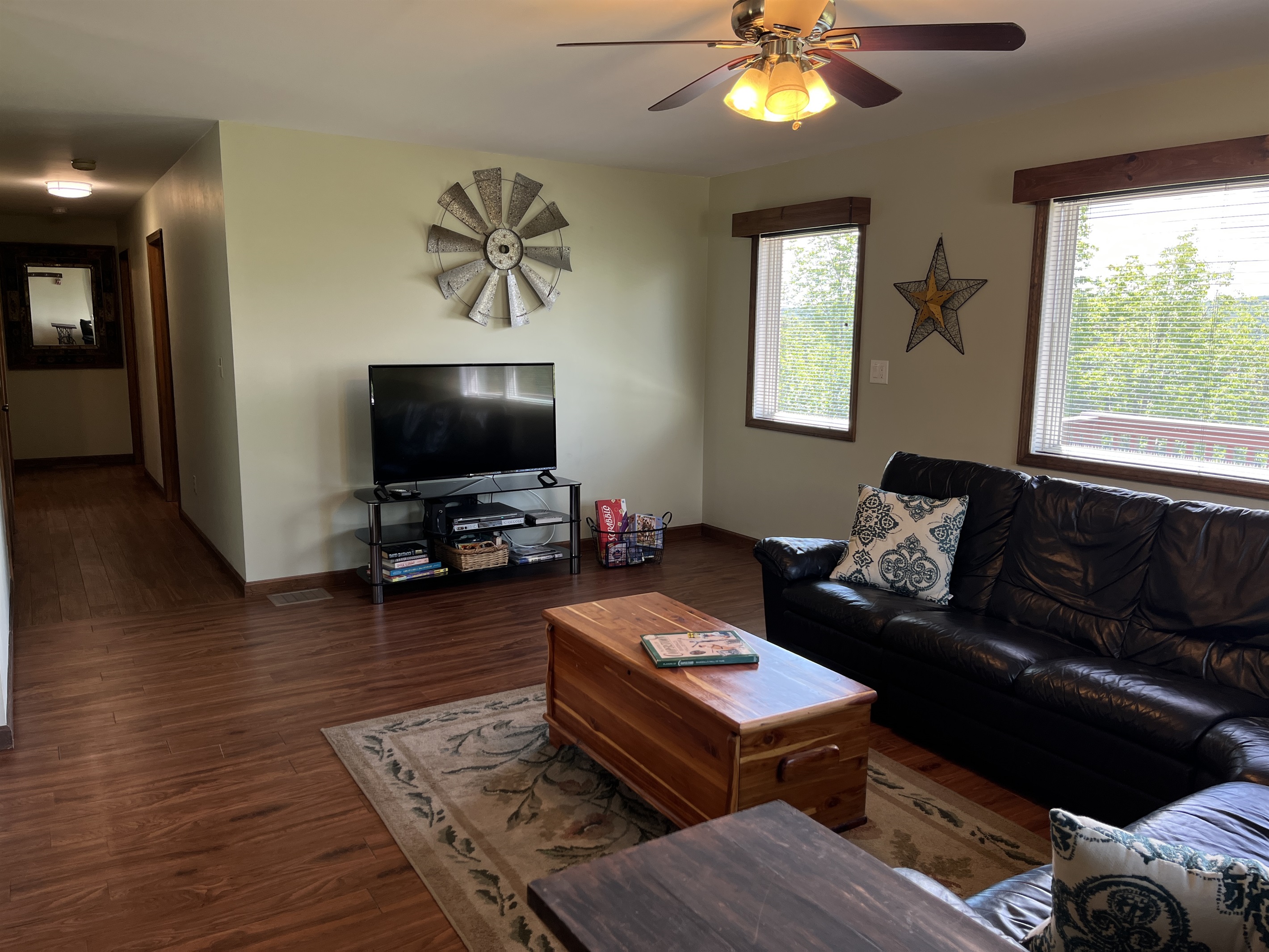 Living area with hallway to bedrooms