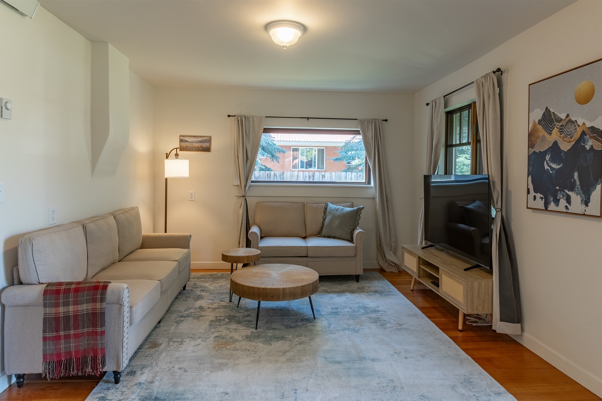 Inviting living space with soft, cozy touches