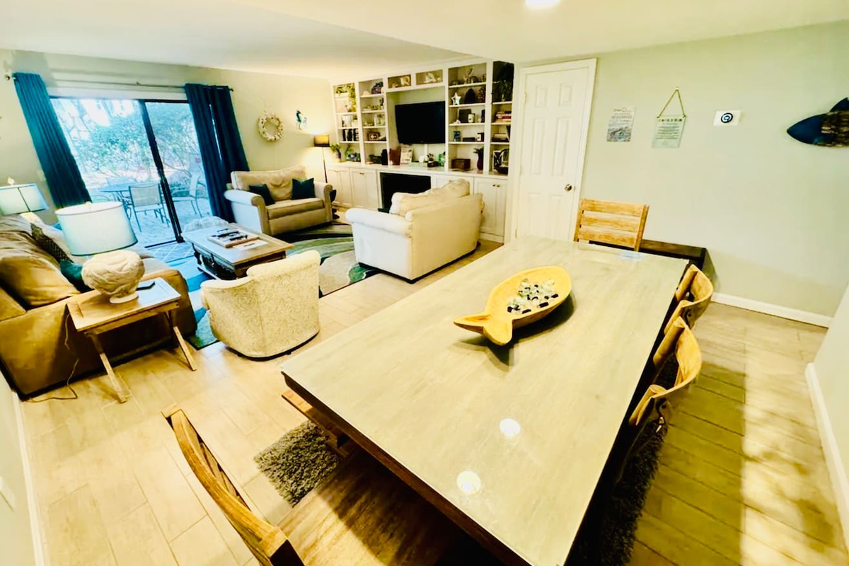 Open living and dining area