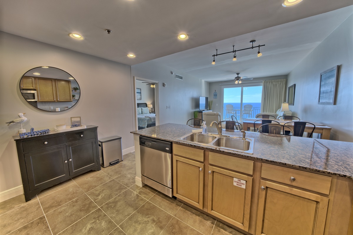 Looking out from the kitchen