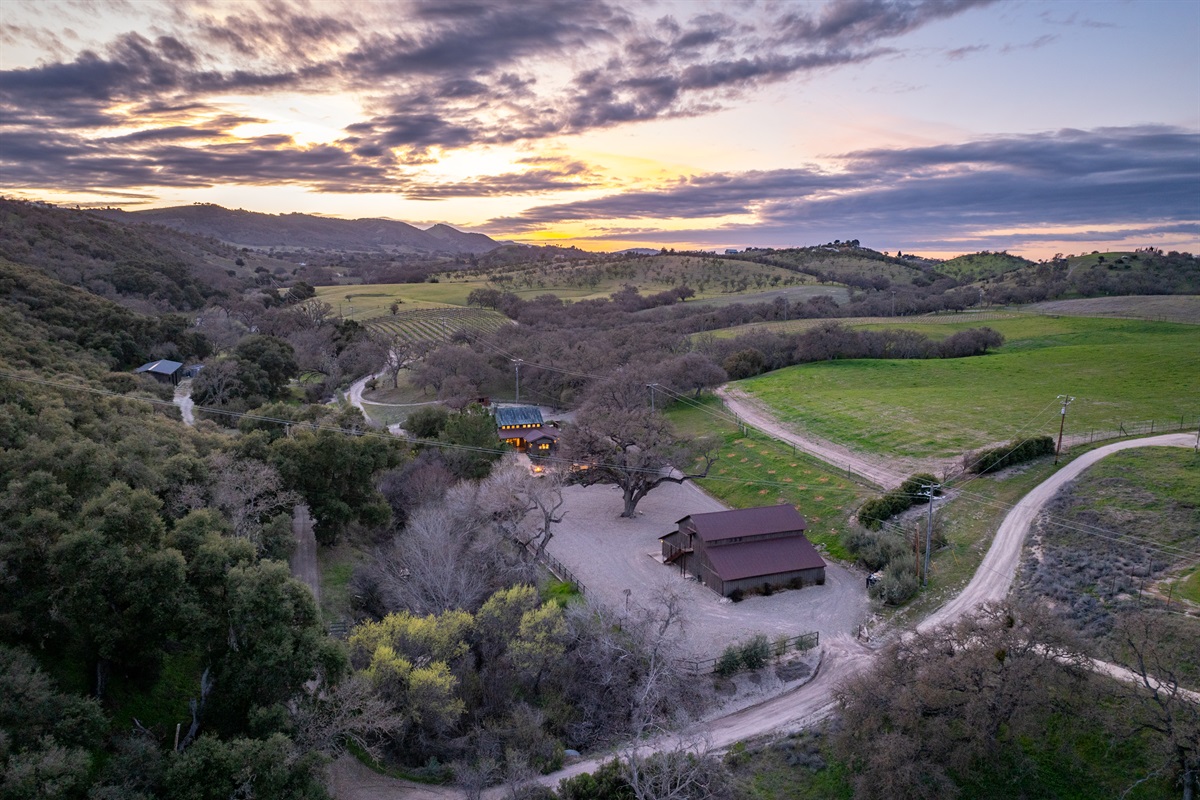 Sunset over your private wine country escape