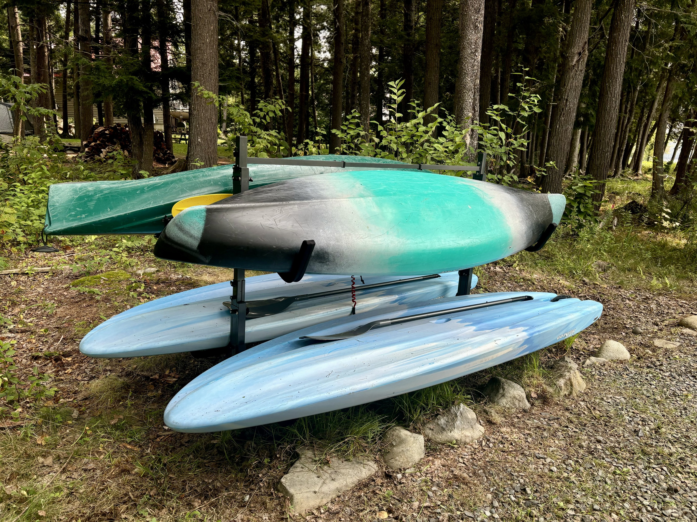 Path to the dock with 2 kayaks and 2 paddle boards (use at own risk).