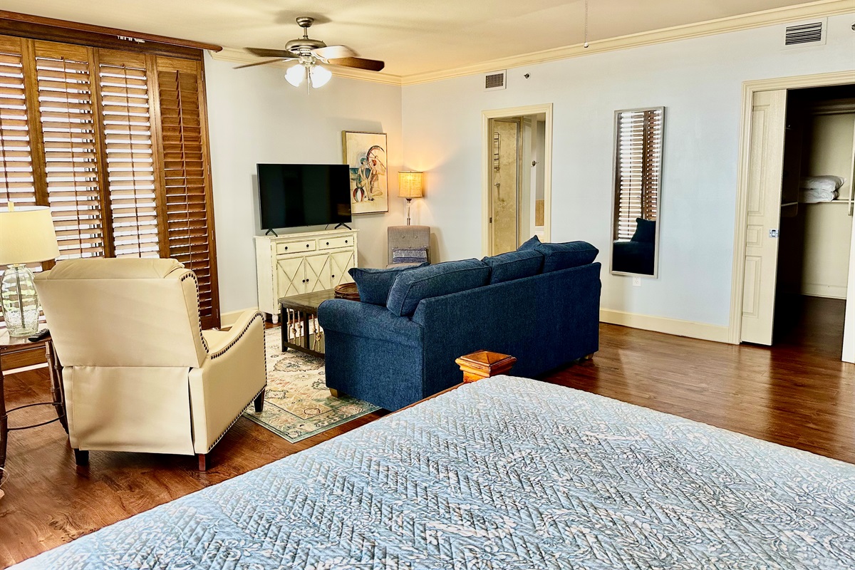 View of the living room area from the Master bed...