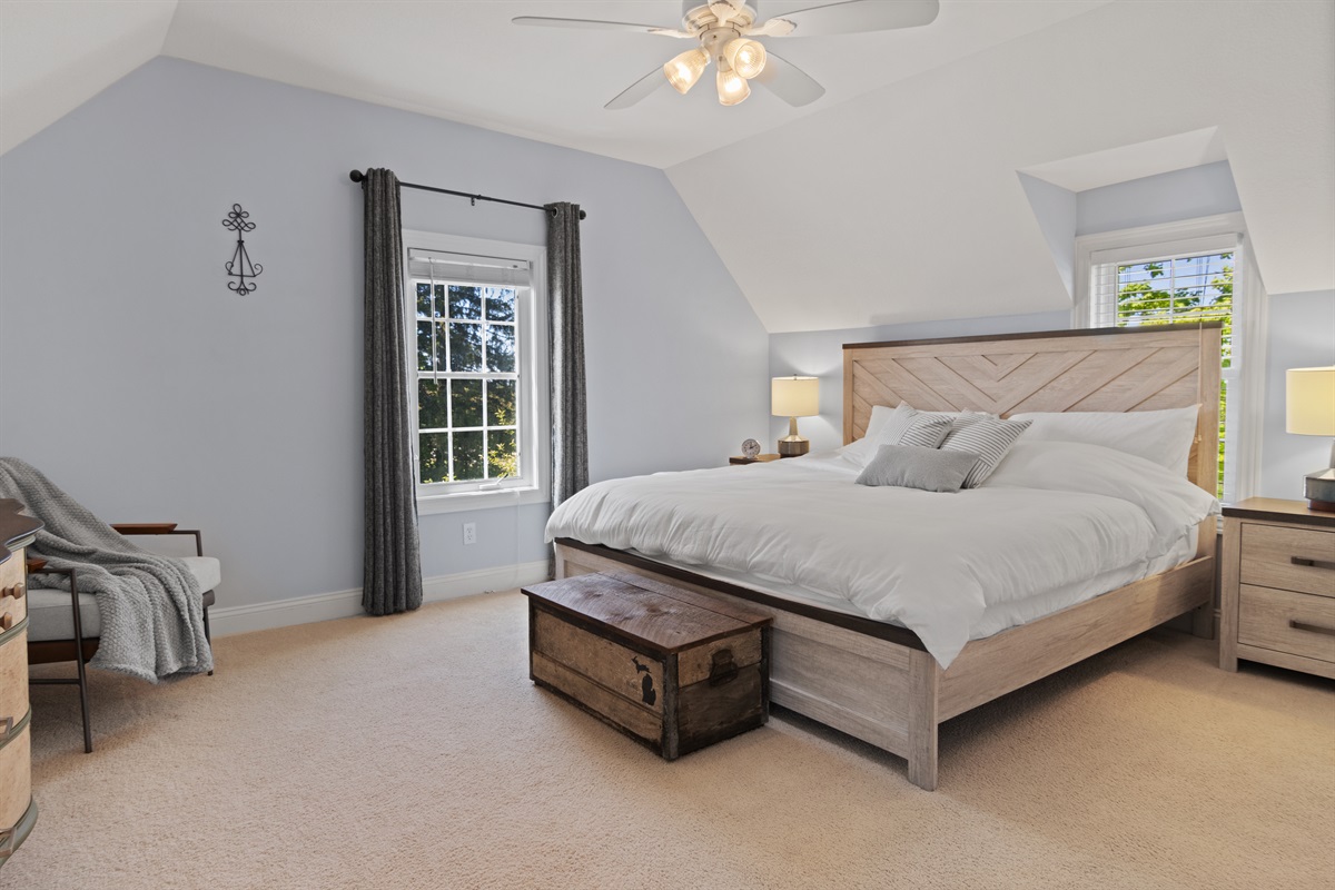 Second Upstairs King Bedroom with shared Jack-and-Jill bath”