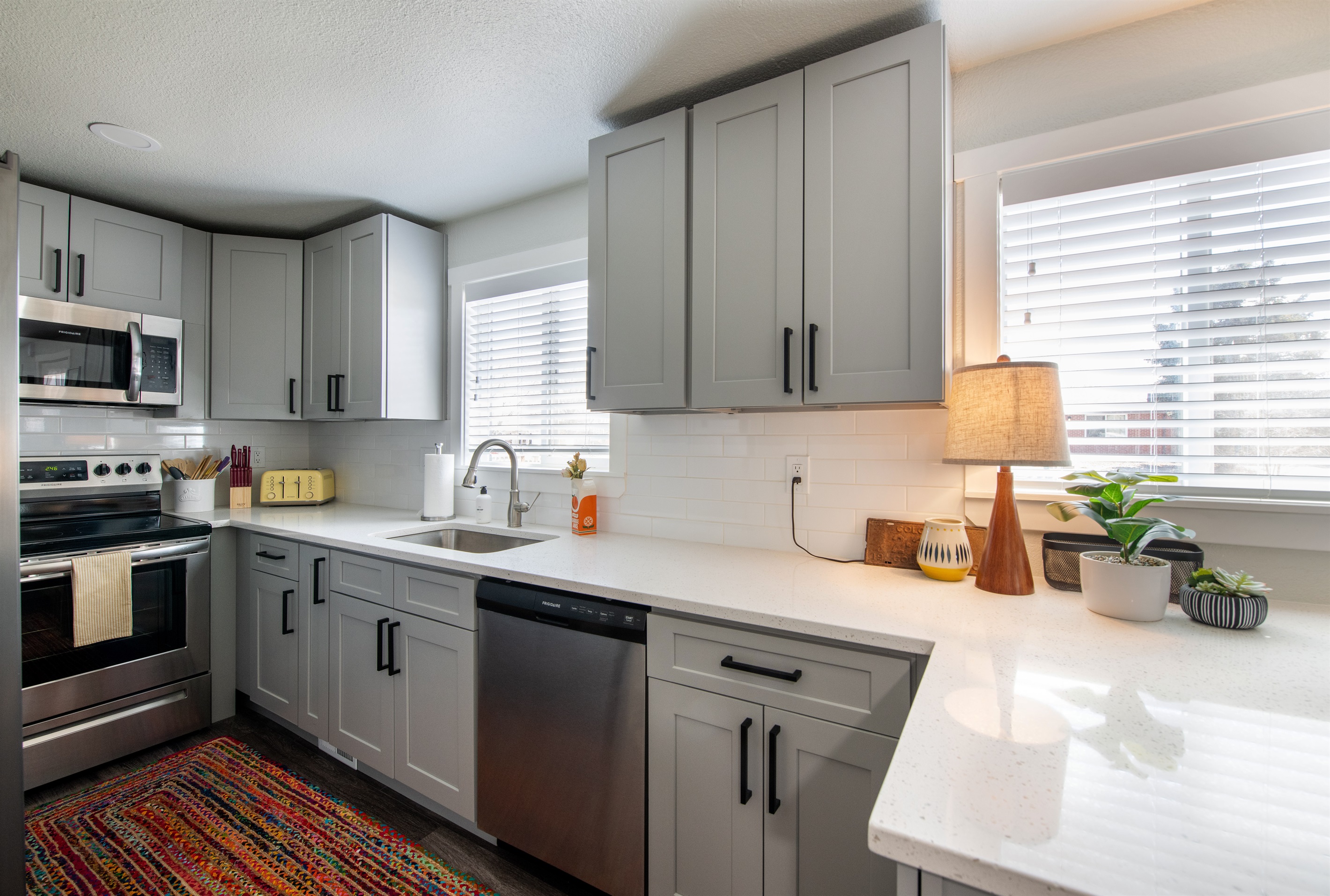 Full appointed and stocked kitchen with utensils and cooking tools