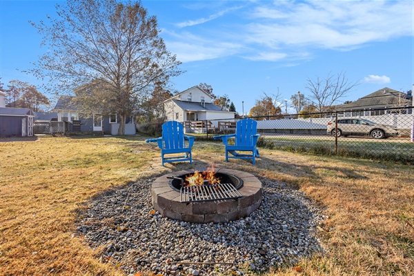 Cozy evenings by the fire - your perfect spot to relax, connect, and watch the stars