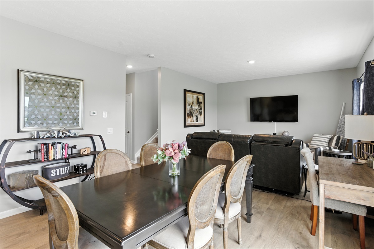 Elegant dining space with open layout and modern finishes
