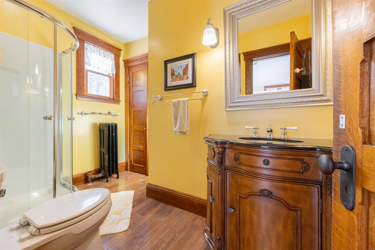 Private bathroom with everything you need for a relaxing stay.