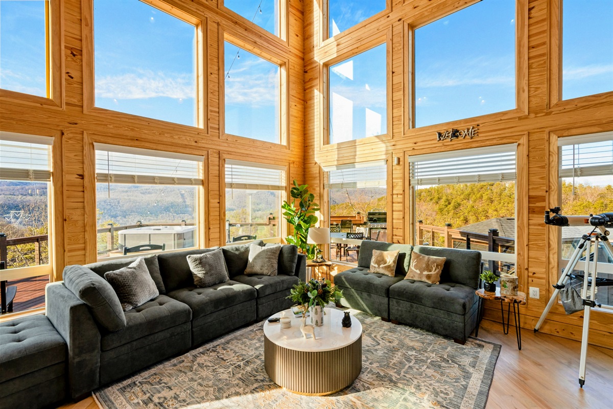 Cozy With a View – Relax in deep, comfortable seating while gazing out at the mountains and endless blue skies.