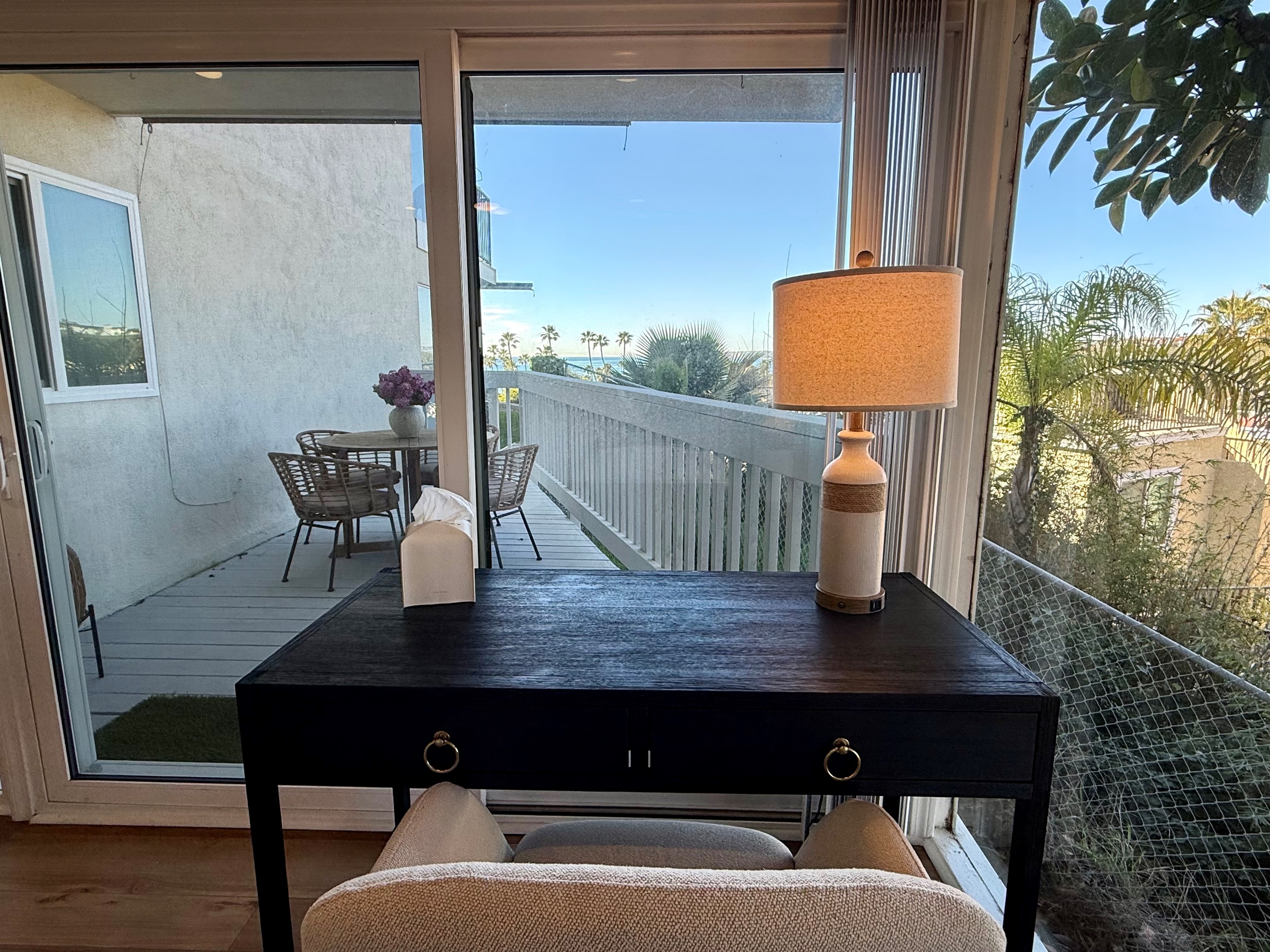 We also provide a dedicated workspace with a comfortable office chair, ocean view and 300Mbs internet for working remotely