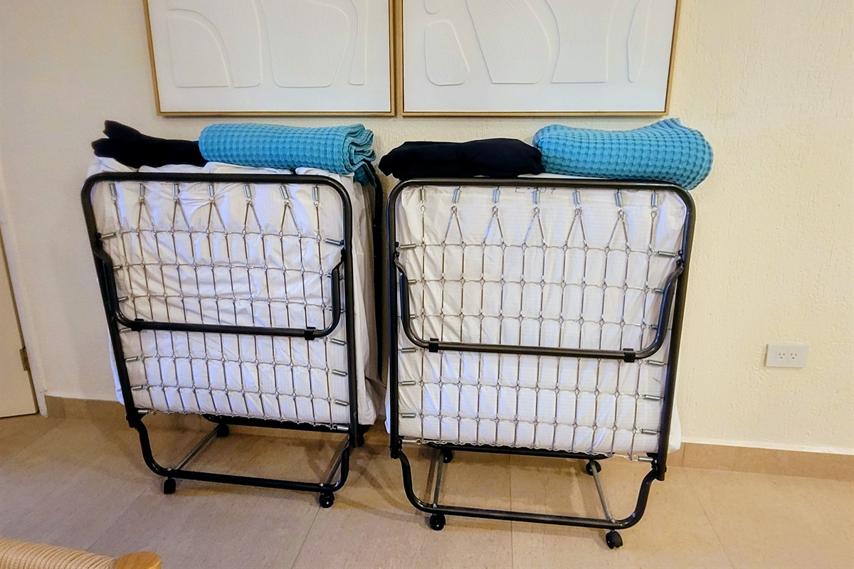 2 roll away beds, camitas
