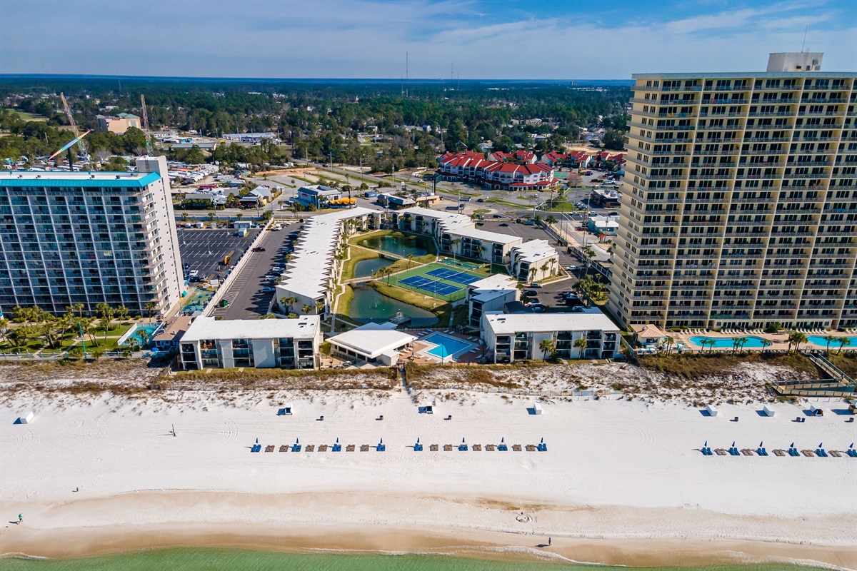Aerial of Complex from Beach