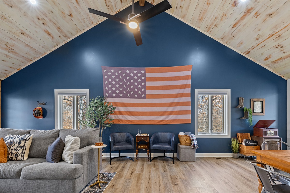Back living room at opposite end of the home.