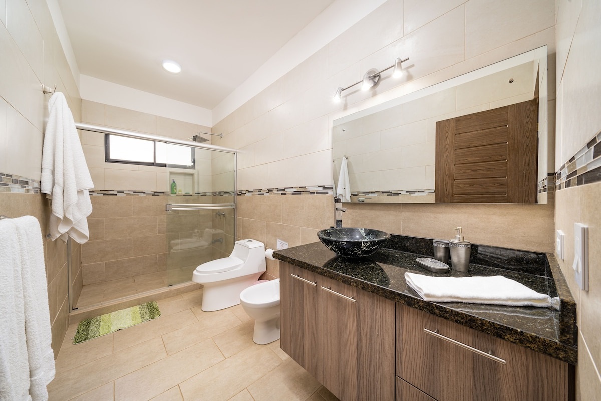 2nd bathroom equipped with rain shower (hot and cold) and bidet
