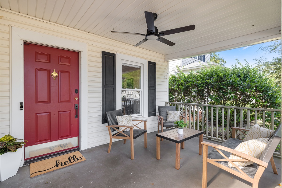 Front porch, covered sitting area