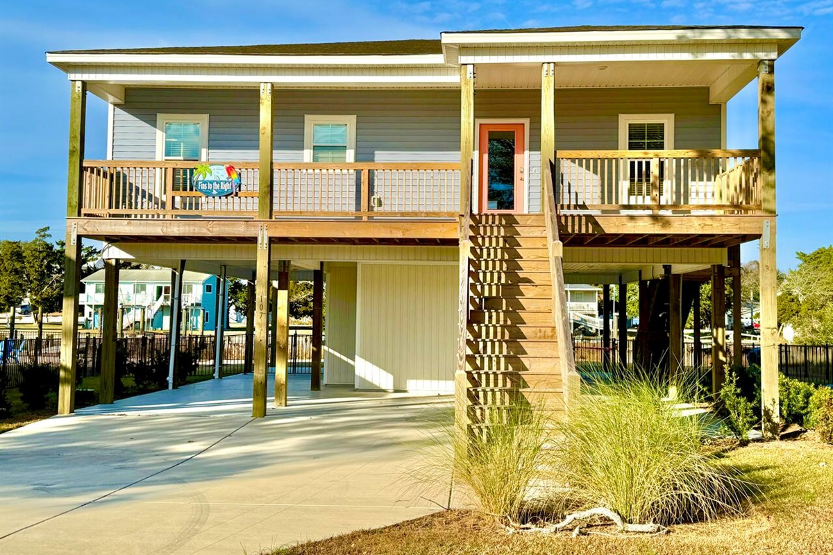 Enjoy our canal front home! The entire living space is accessed via a set of outdoor stairs. 