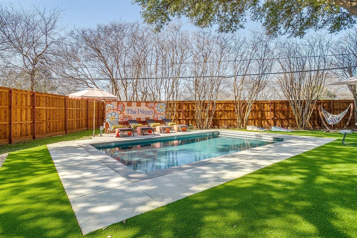 Private Fort Worth sport pool with layered lounge space