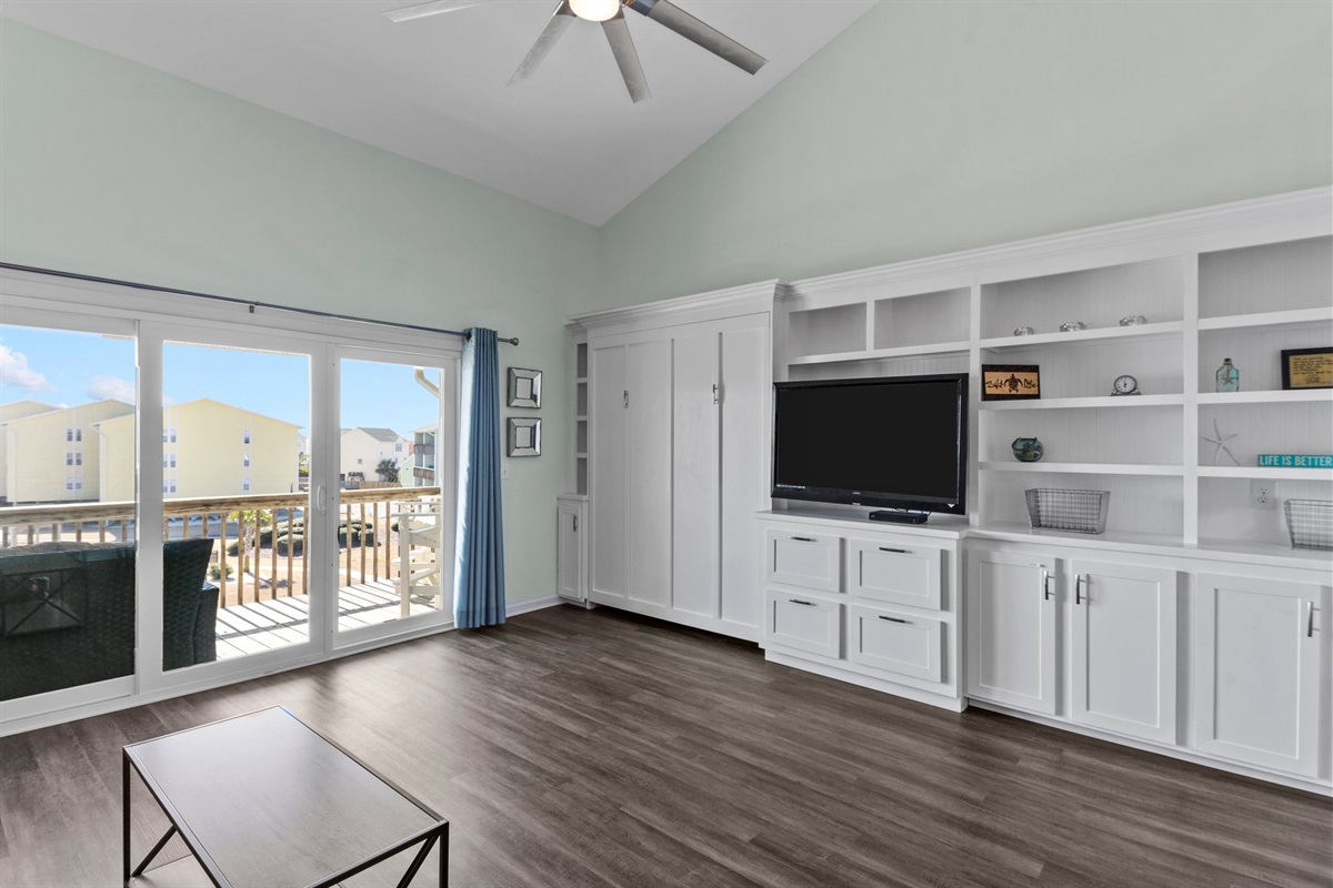 Living room with murphy bed closed